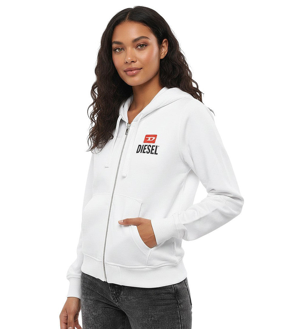 White Logo Zipper Hoodie 1