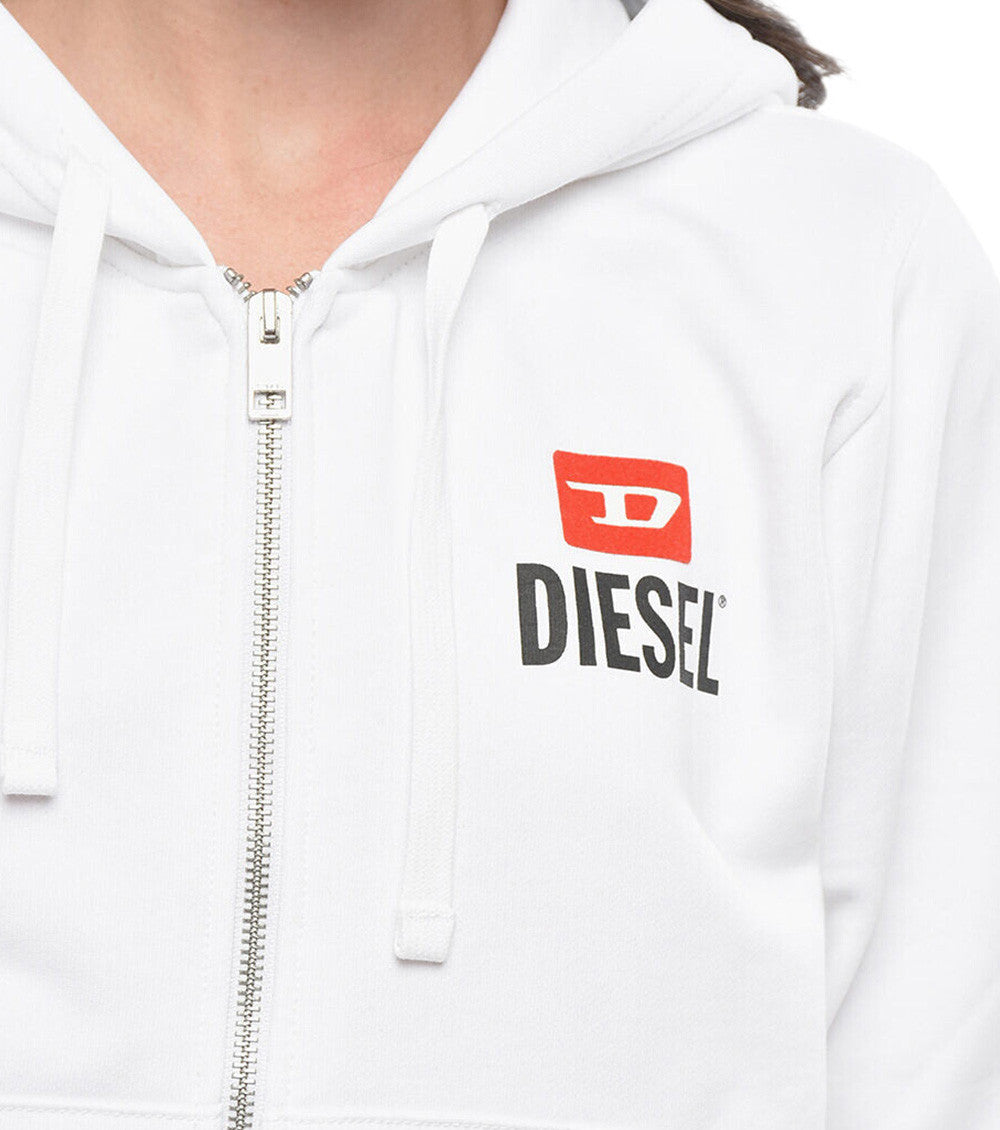White Logo Zipper Hoodie 3
