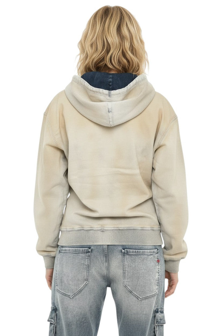 Beige Logo Zipper Hoodie 2
