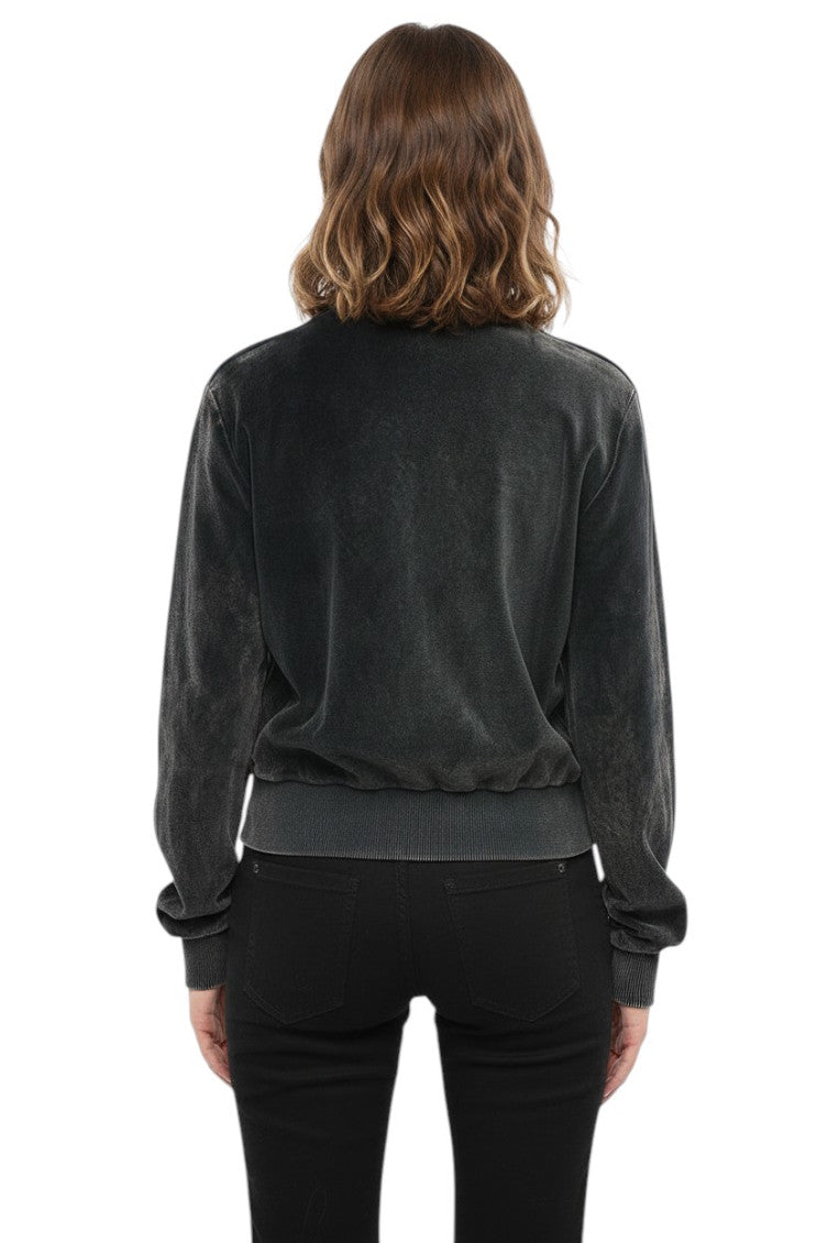 Grey Embellished Mock Collar Sweatshirt 2