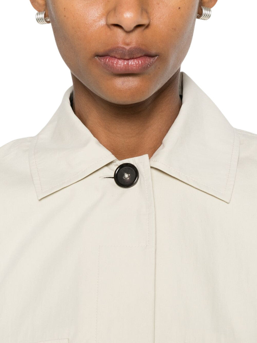 White Shirt Collar Trench Coat 5