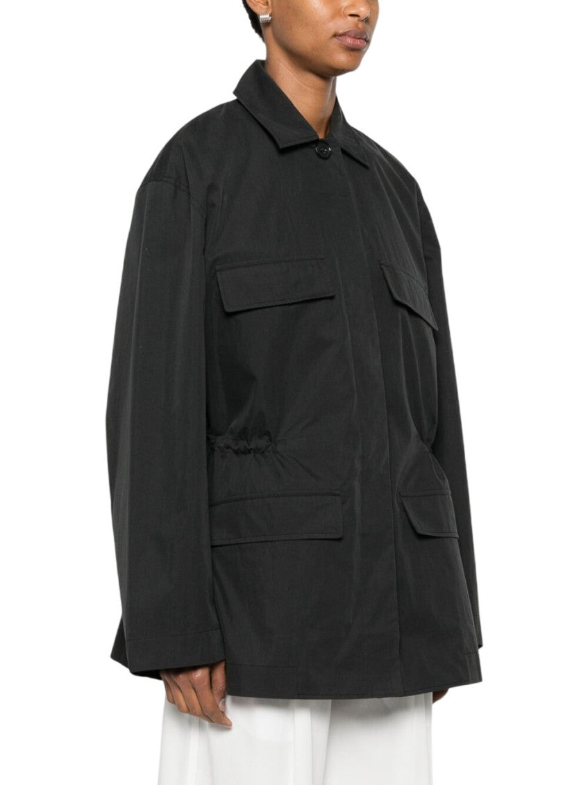 Black Shirt Collar Trench Coat 2