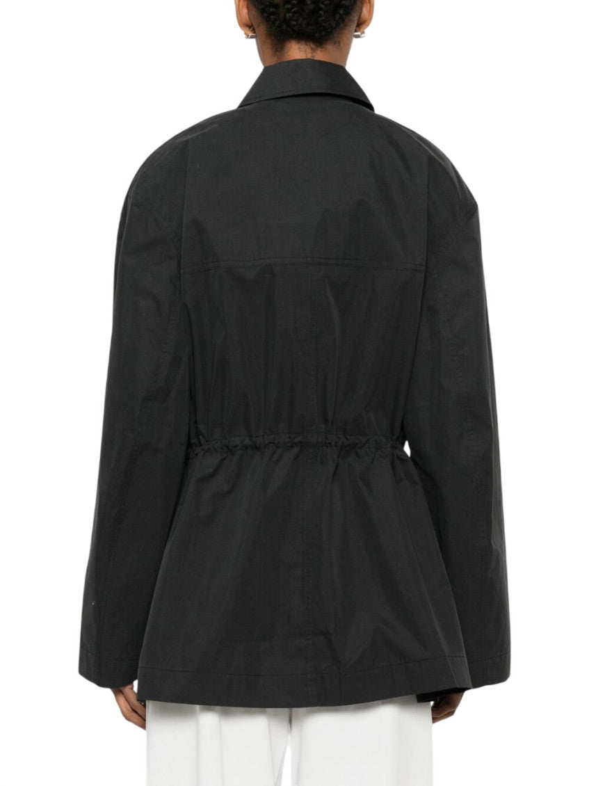 Black Shirt Collar Trench Coat 3
