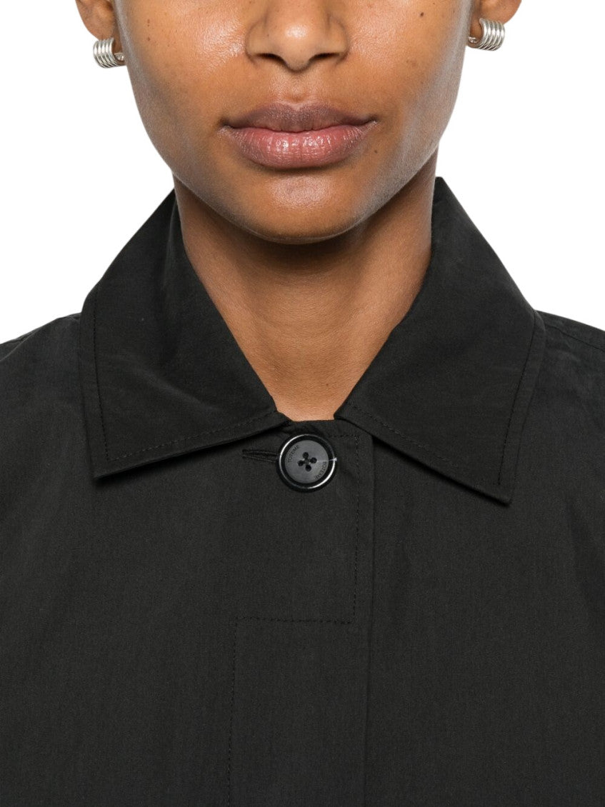 Black Shirt Collar Trench Coat 4