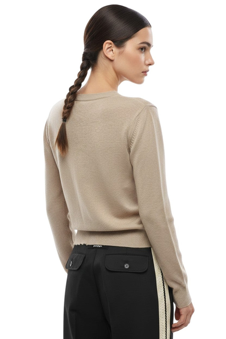 Beige Crew Neck Cardigan 3