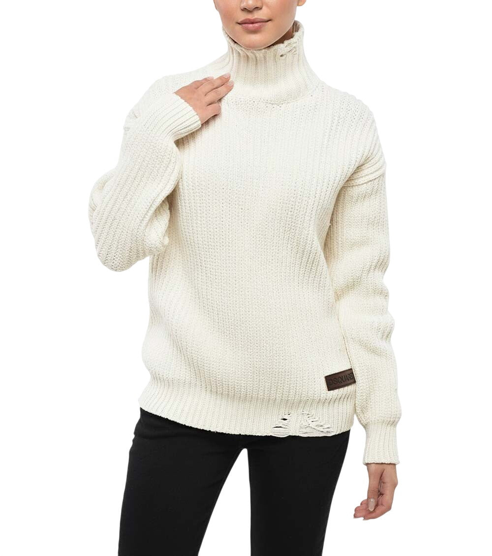 White Knitted Turtle Neck Sweater 1