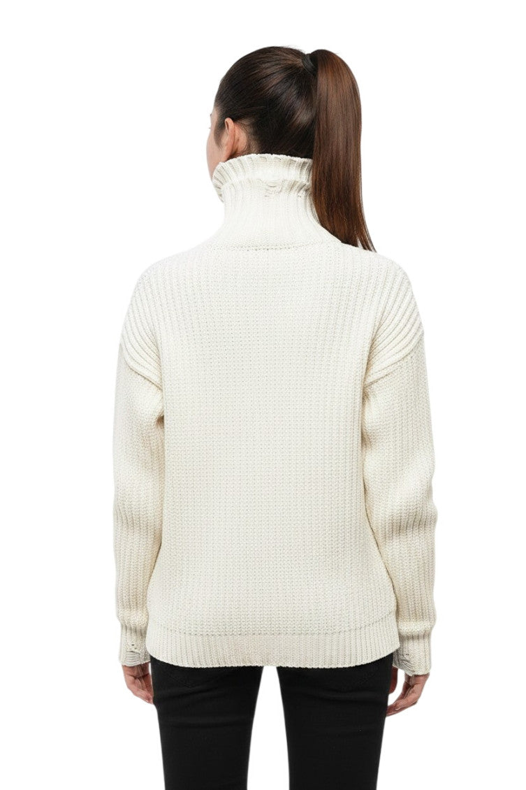 White Knitted Turtle Neck Sweater 2