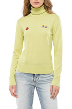 Yellow Embroidered Turtle Neck Sweater 1