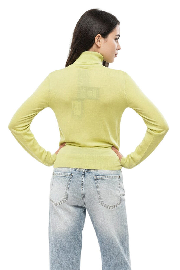 Yellow Embroidered Turtle Neck Sweater 2