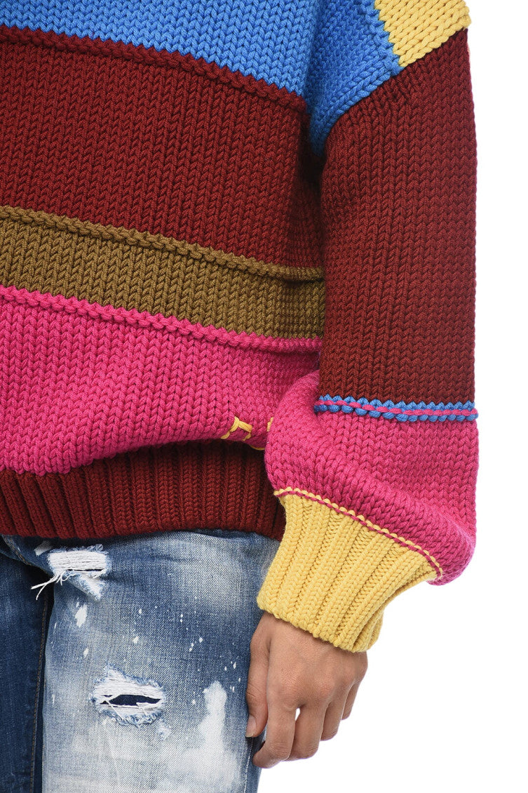 Multicolor Stripes Crew Neck Sweater 3