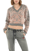 Multicolor Knitted V Neck Sweater 1