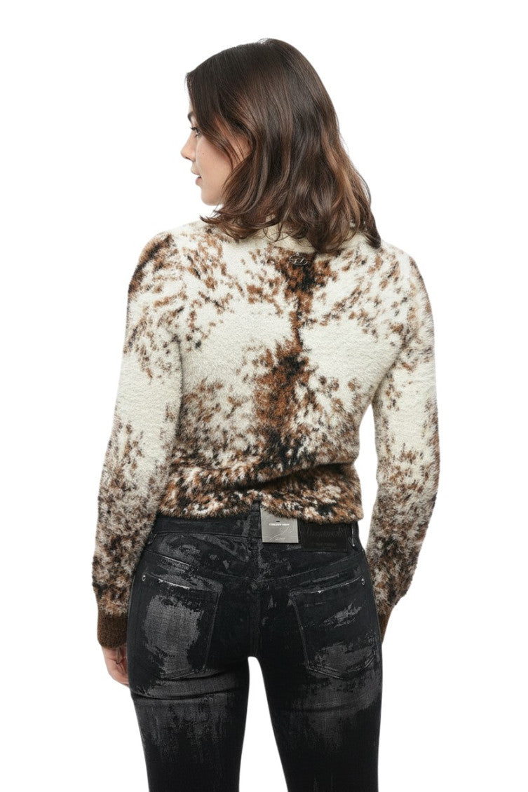 Brown Abstract Crew Neck Sweater 2