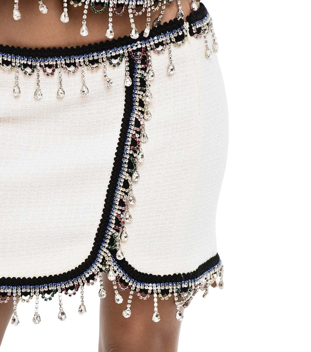 White Embellished Mini Skirt 3