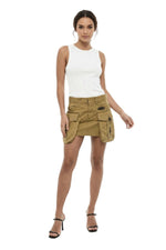 Green Solid Mini Skirt 1