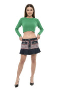 Multicolor Textured Mini Skirt 1