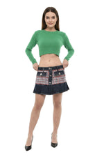 Multicolor Textured Mini Skirt 1