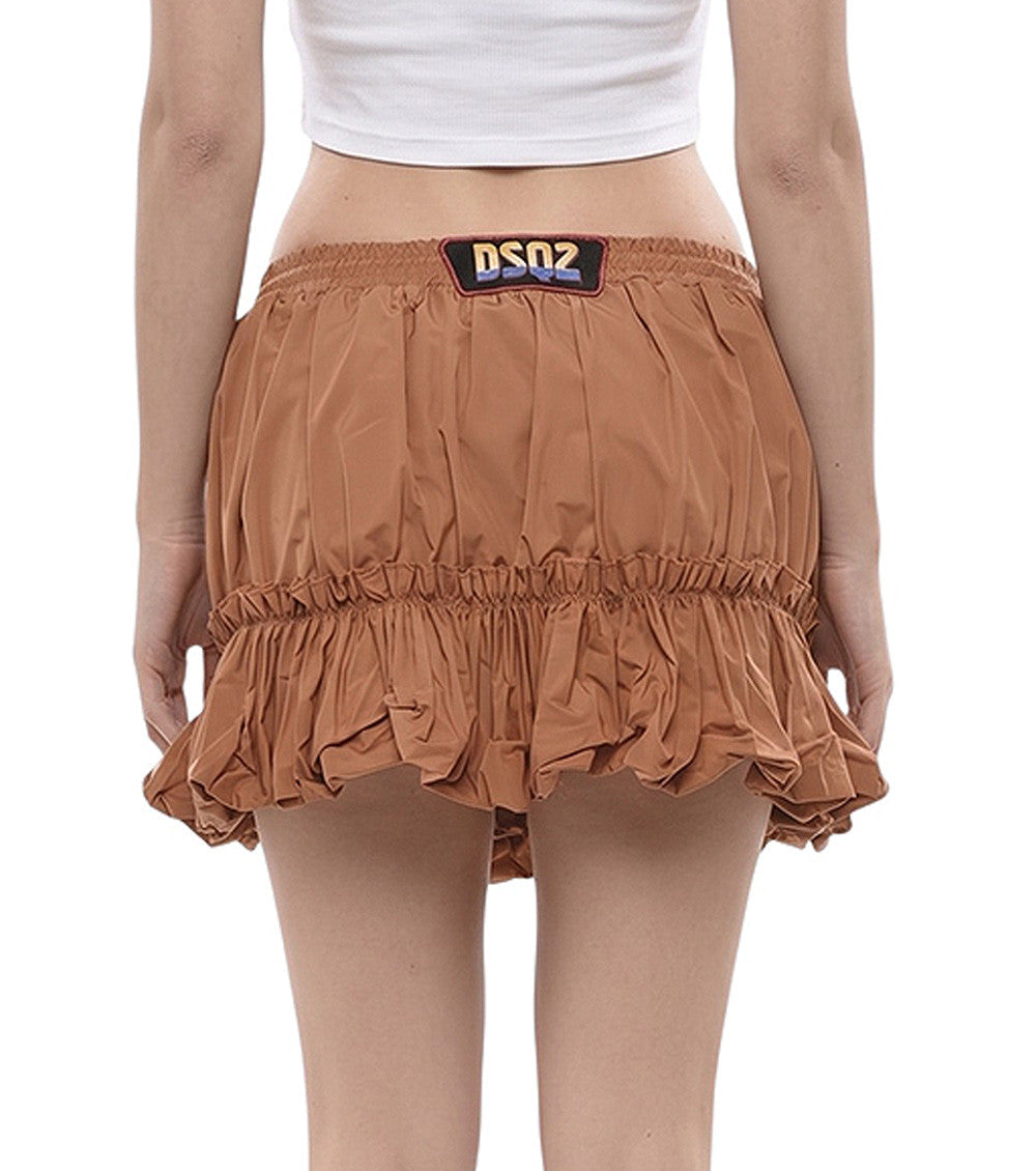 Brown Solid Mini Skirt 2