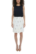 White Floral Knee Length Skirt 1