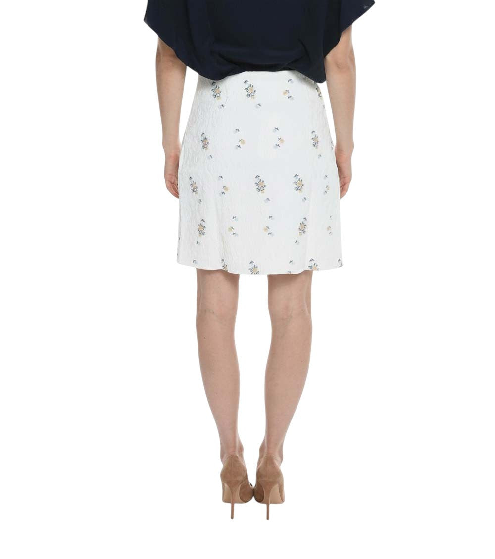 White Floral Knee Length Skirt 2