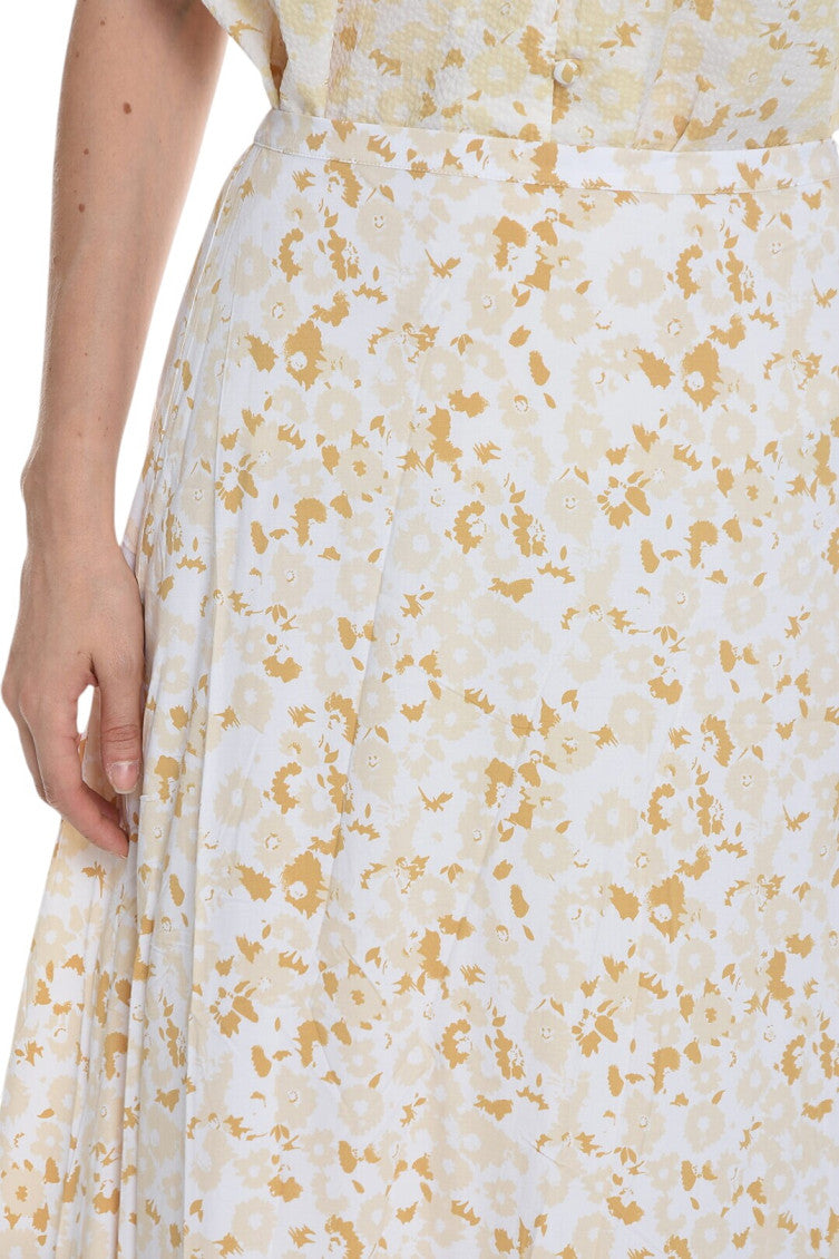 Beige Floral Maxi Skirt 3