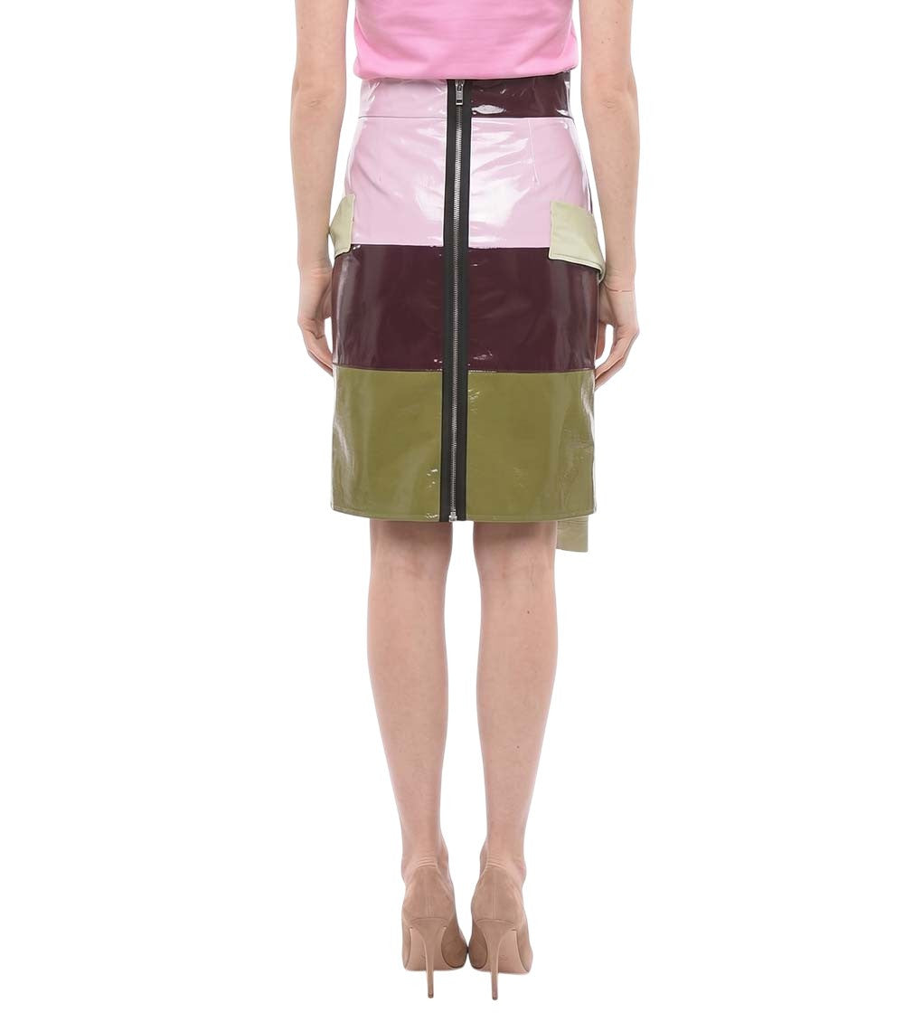 Multicolor Color Block Knee Length Skirt 2