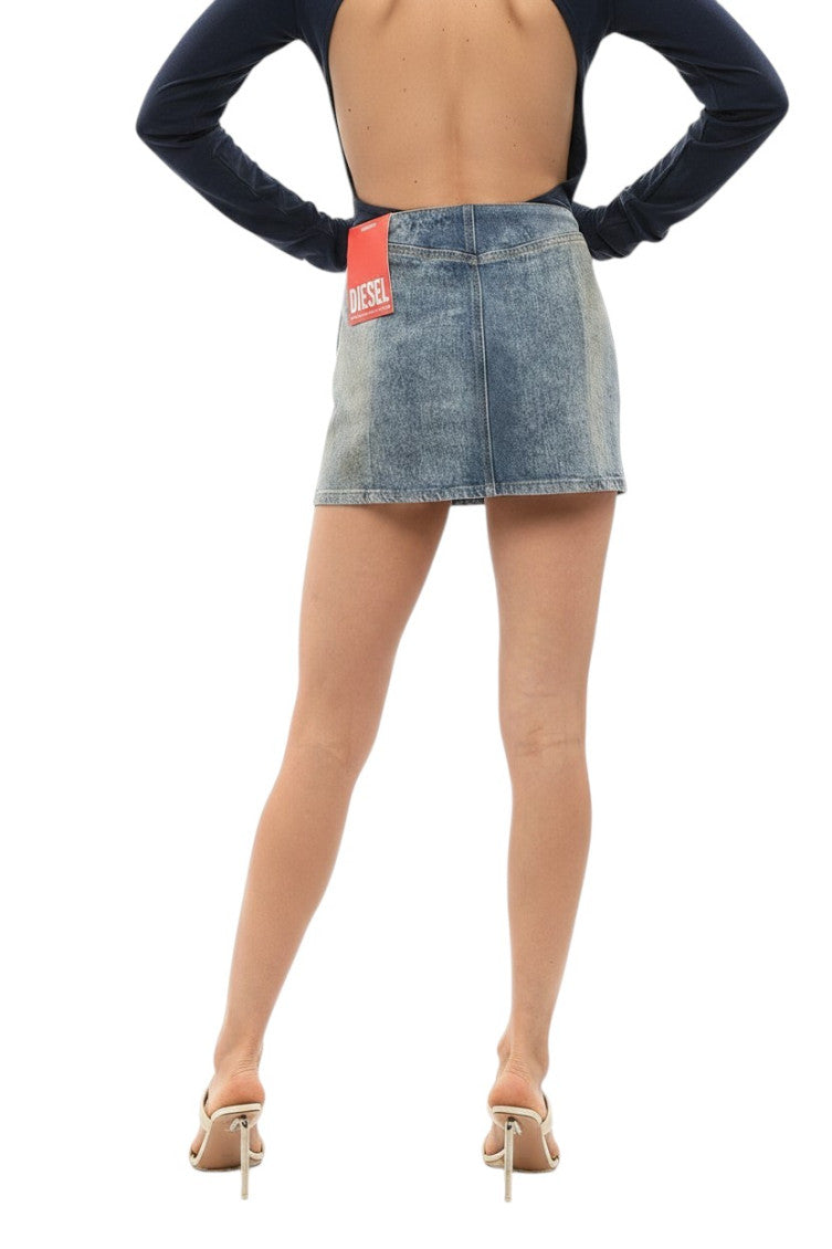 Blue Solid Mini Skirt 2