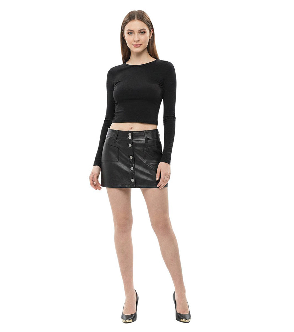 Black Solid Mini Skirt 2