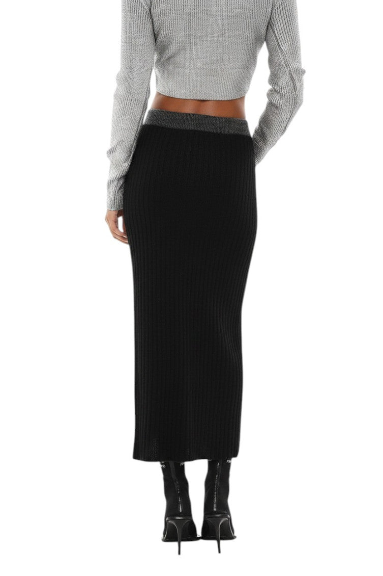 Black Ribbed Maxi Skirt 2