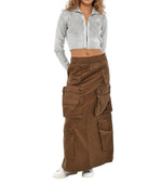 Brown Solid Maxi Skirt 1