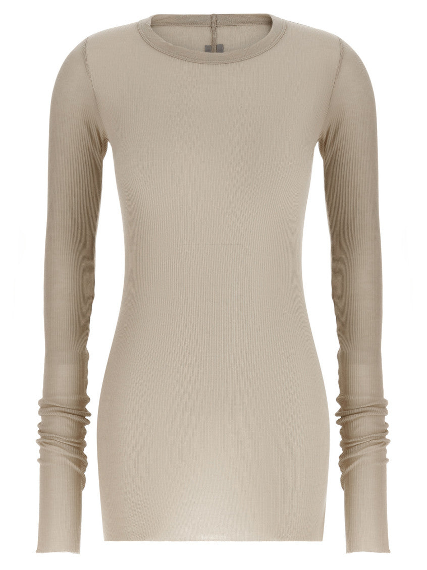 Beige Solid Crew Neck T-Shirt 1