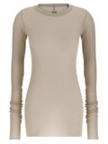 Beige Solid Crew Neck T-Shirt 1