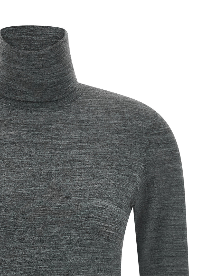 Grey Solid Turtle Neck T-Shirt 3