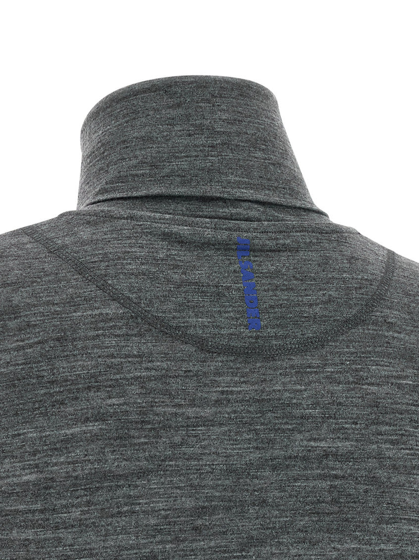 Grey Solid Turtle Neck T-Shirt 4