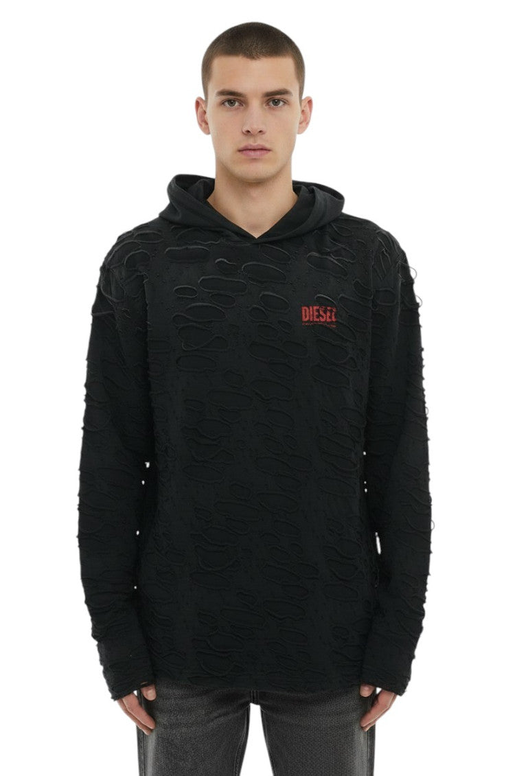 Black Distressed Logo Hoodie 1