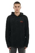 Black Distressed Logo Hoodie 1