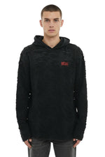 Black Distressed Logo Hoodie 1