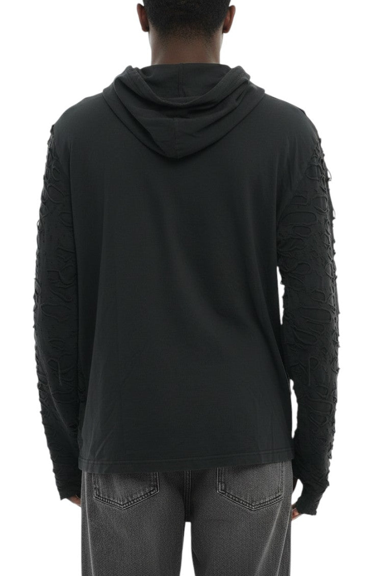 Black Distressed Logo Hoodie 2