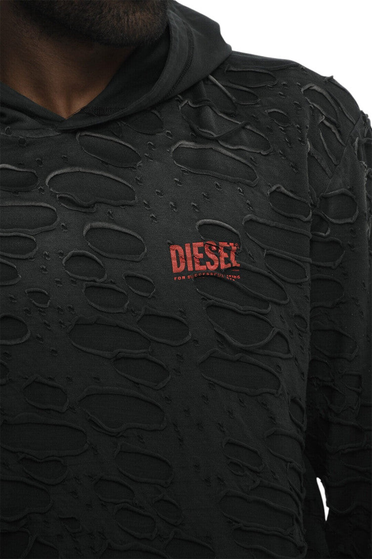 Black Distressed Logo Hoodie 3