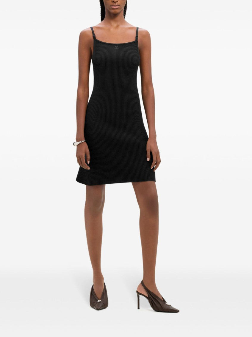 Black Embroidered Logo Mini Dress 2