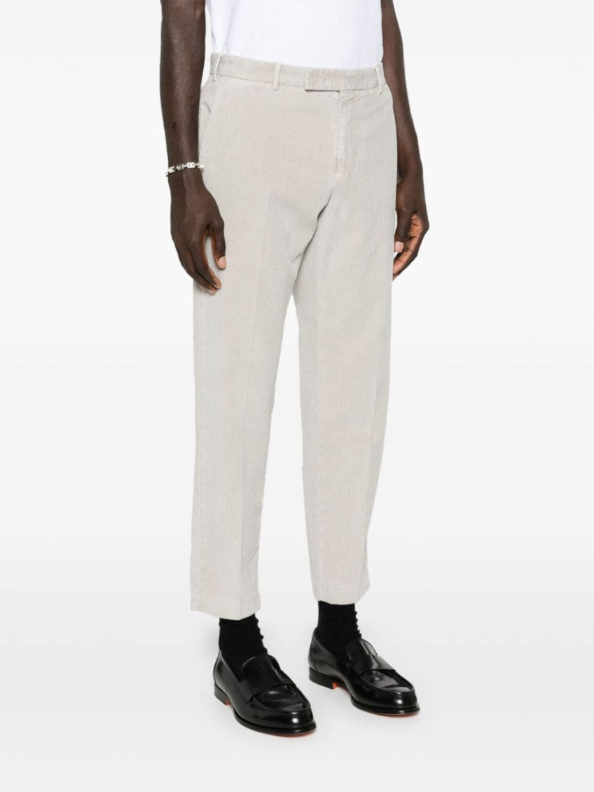 Beige Corduroy Mid-rise Pants 2