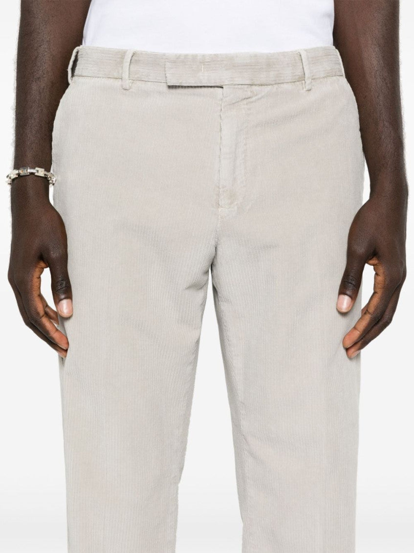Beige Corduroy Mid-rise Pants 3