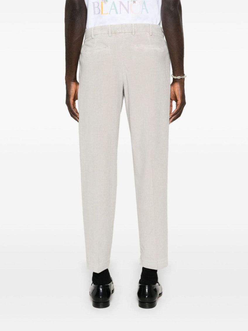 Beige Corduroy Mid-rise Pants 4