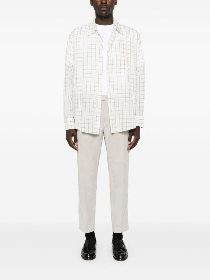 Beige Corduroy Mid-rise Pants 5