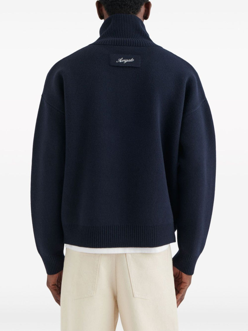 Navy Blue Wool Cardigan 4