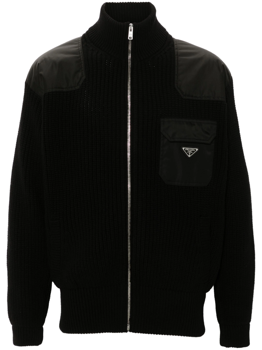 Black Wool Blend Cardigan 1