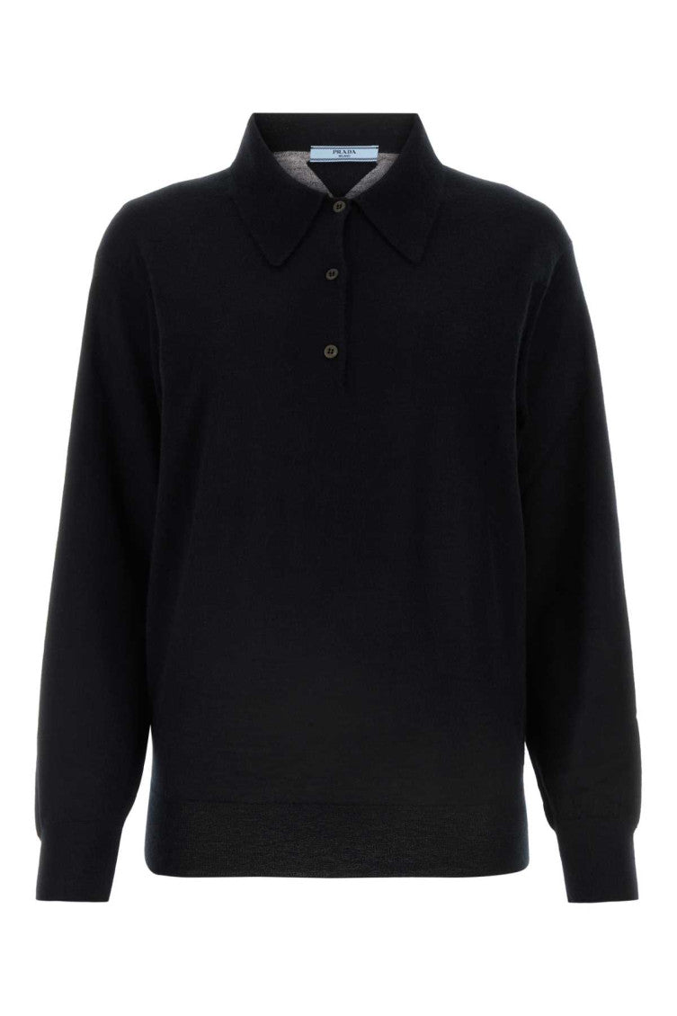 Black cashmere polo shirt 1
