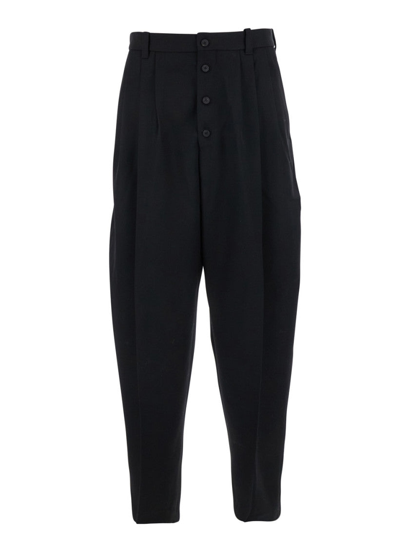 Black Pleated Buttoned Pants 1