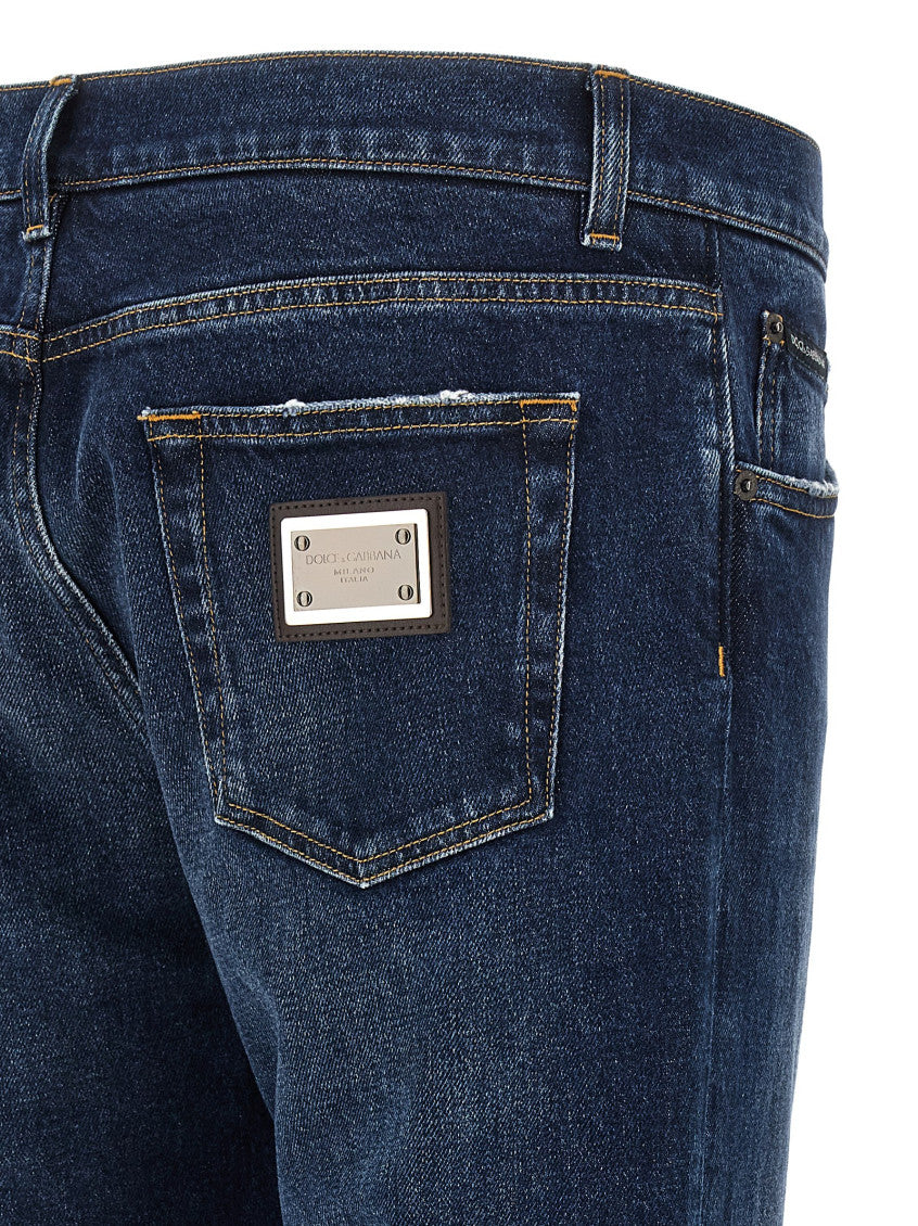 Blue Slim Fit Logo Jeans 4