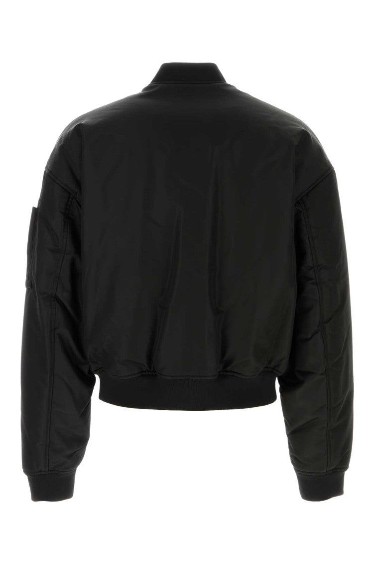 Black Cropped Bomber Jacket 2