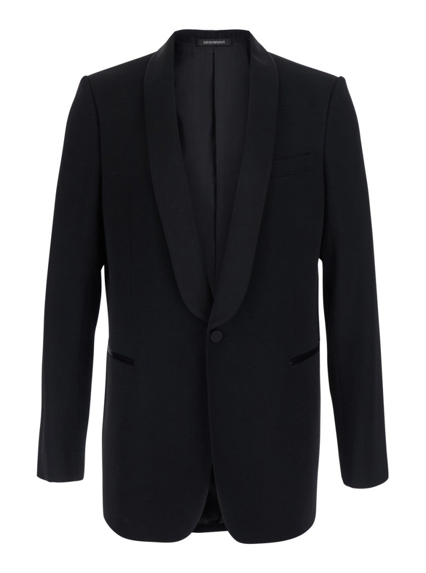 Black Tailored Tuxedo Blazer 1